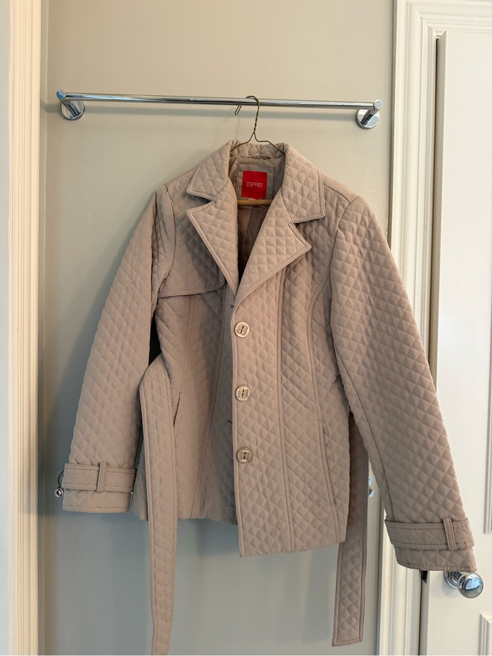 Esprit Quilted Belted Jacket - Beige